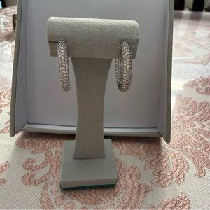 925 Sterling Silver CZ Pavé Hoop Earrings - Elegant Women's Jewelry